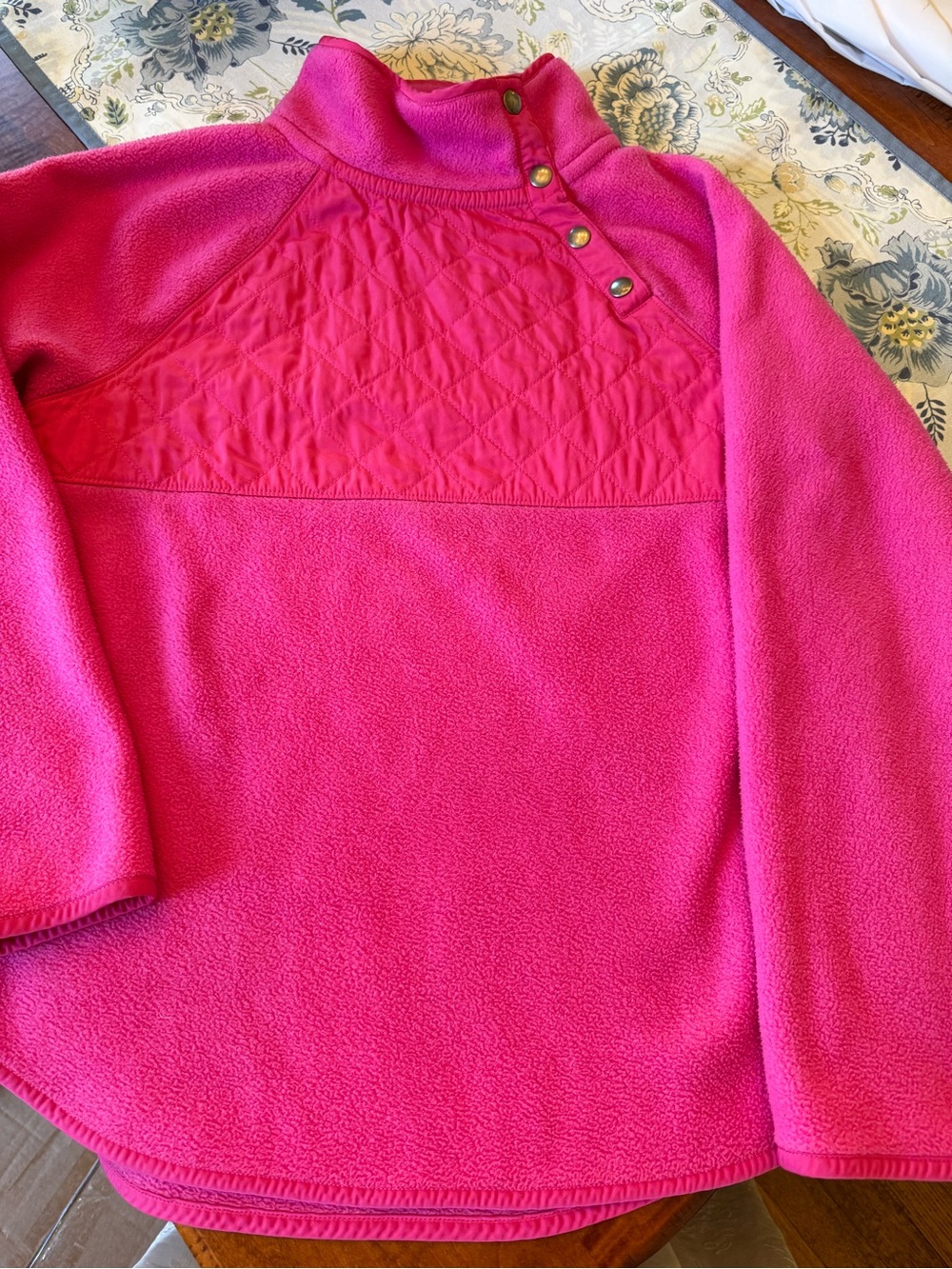 J. Crew Hot Pink Fleece Snap-Shoulder Pullover